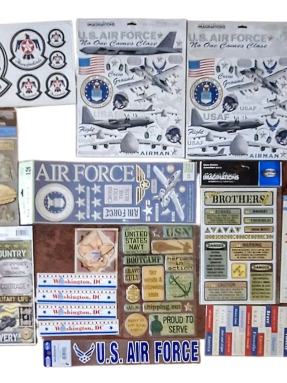 Lot of 16 Military Patriotic Themed Scrapbook Journal Stickers Embellishments